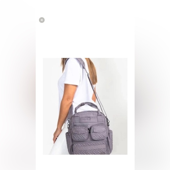 Lug Mini Puddle Jumper Quilted Crossbody Convertible Tote Brushed Pearl Grey - Picture 2 of 13